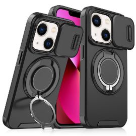 Slika Torbica CamShield Ring stand za iPhone 13 6.1 crna
