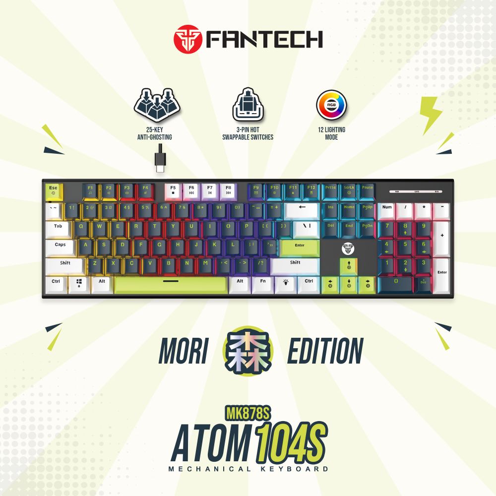 Tastatura Mehanicka Gaming Fantech MK878S RGB Atom 104S Mori plava (Blue switch)