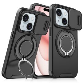 Slika Torbica CamShield Ring stand za iPhone 15 6.1 crna