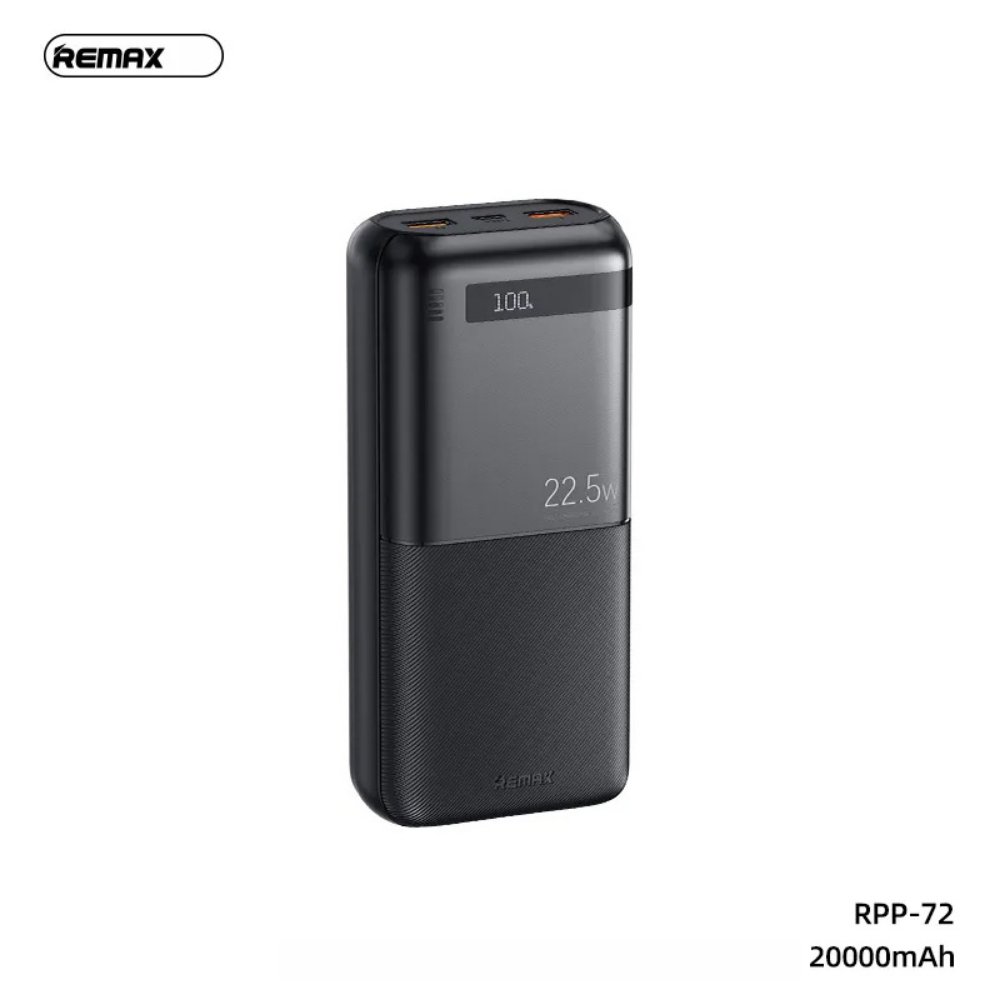 Power bank prenosiva baterija REMAX Piloteer Series RPP-72 20W+22.5W Fast Charging 20000mAh crni