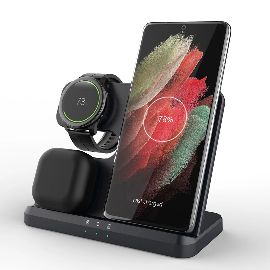 Slika Desktop drzac za mobilni telefon Q10B-X 3u1 (wireless punjac za mobilni telefon, slusalice i Samsung smart watch)