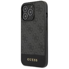 Slika Torbica Guess Hc PC/TPU 4G Pu Bottom Stripe za iPhone 15 Pro 6.1 siva (GUHCP15LG4GLGR)