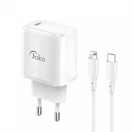 Kucni punjac KONFULON JK91+DC66 PD20W sa PD kablom Type C na iPhone lightning beli