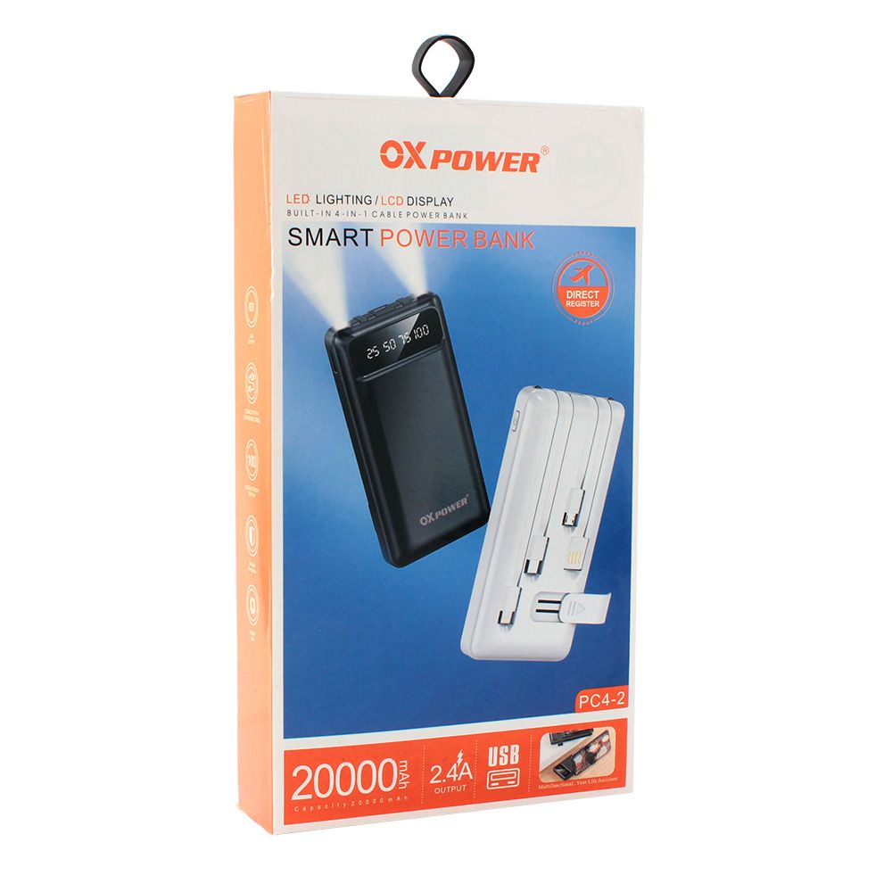 Power bank prenosiva baterija Oxpower PC4-2 4in1 5V 2A 20000 mAh bela