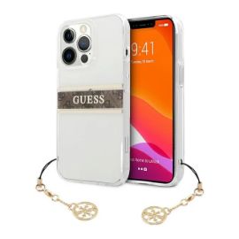 Slika Torbica Guess 4G Stripe Charm za iPhone 13 Pro Max 6.7 braon (GUHCP13XKB4GBR)