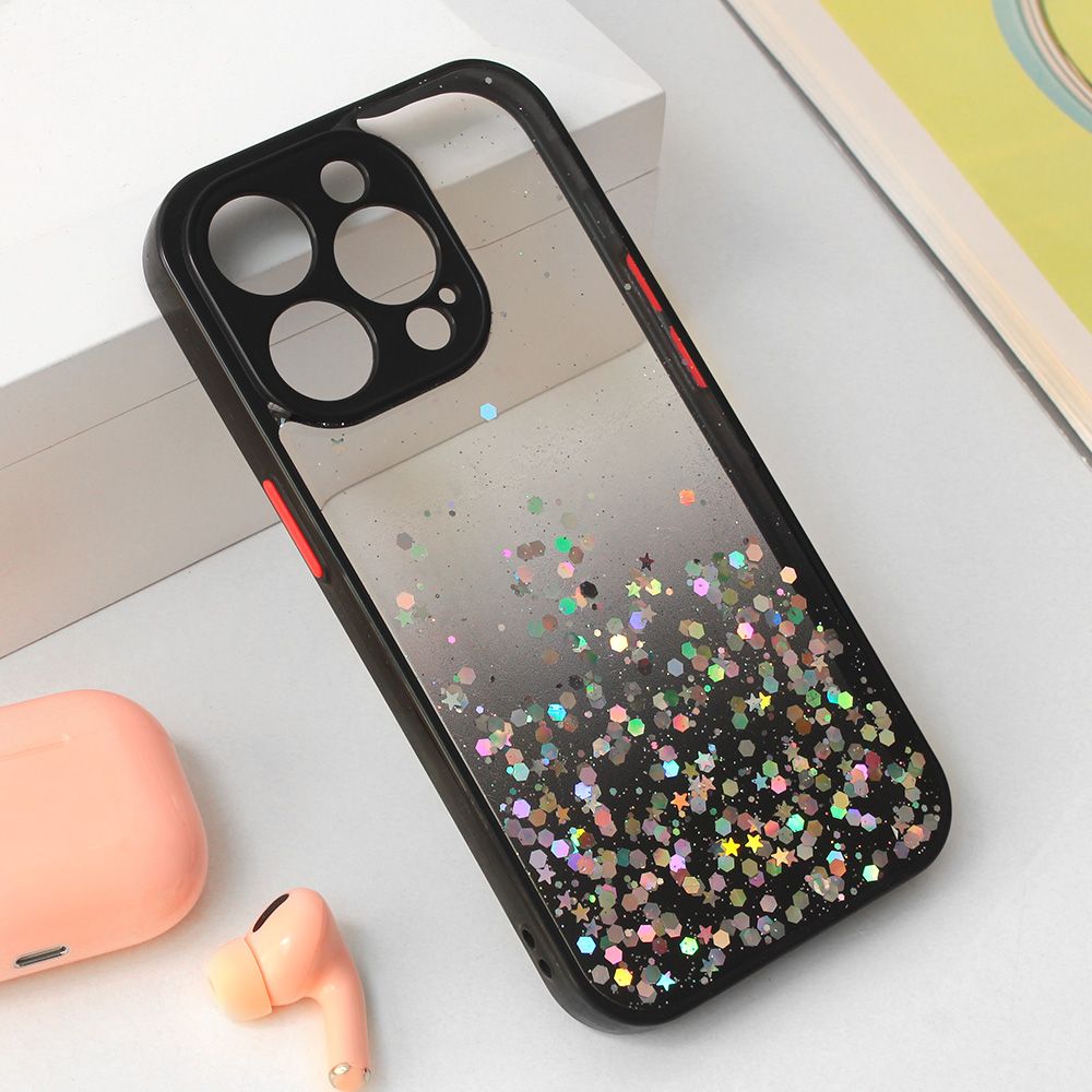 Torbica Frame Glitter za iPhone 15 Pro 6.1 crna