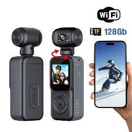 Smart akciona kamera Q5 2k sa memorijskom karticom 128Gb crna