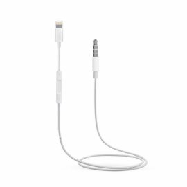 Slika Audio kabl AUX 3.5mm na iPhone lightning sa regulatorom zvuka beli HQ