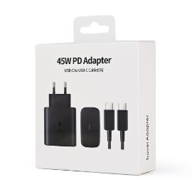 Kucni punjac PD Fast charger 45W za Samsung sa PD Type C kablom CE crni