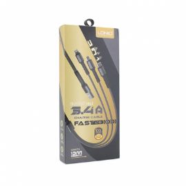 Slika Data kabl LDNIO LC93 za iPhone lightning/Micro USB/Type C sivi 1.2m