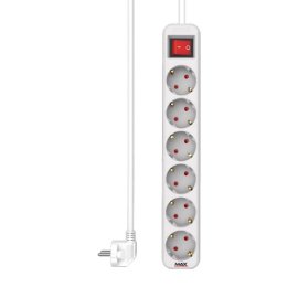 Slika Produzni kabl sa prekidacem 6 uticnica 5m Max MPS-106S-5M Beli
