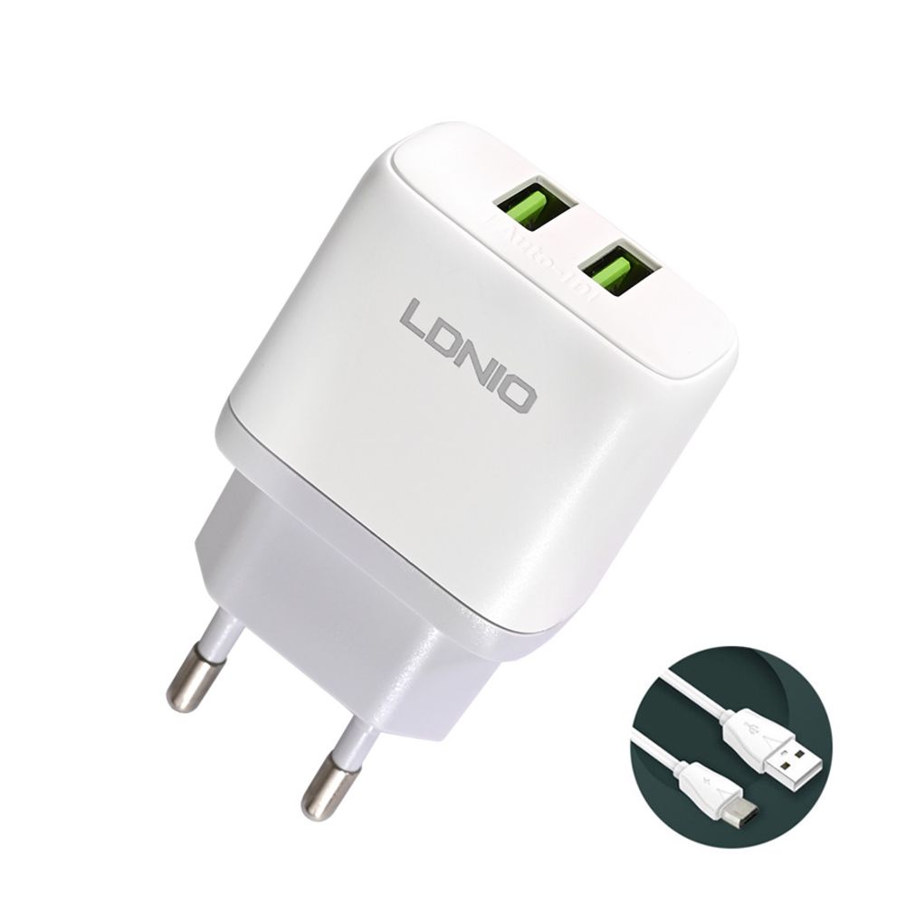 Kucni Punjac A2221 Ldnio 2xusb 12w Sa Micro Usb Kablom  Beli - slika 3