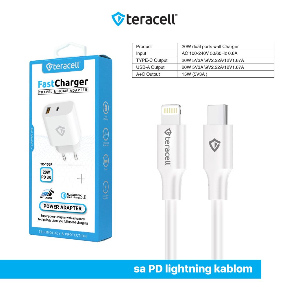 Kucni Punjac Tc-15gp Teracell Evolution Qc3.0 Pd 20w Ligh.ka - slika 2
