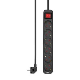 Slika Produzni kabl sa prekidacem 6 uticnice 3m Max MPS-106SB-3M Crni
